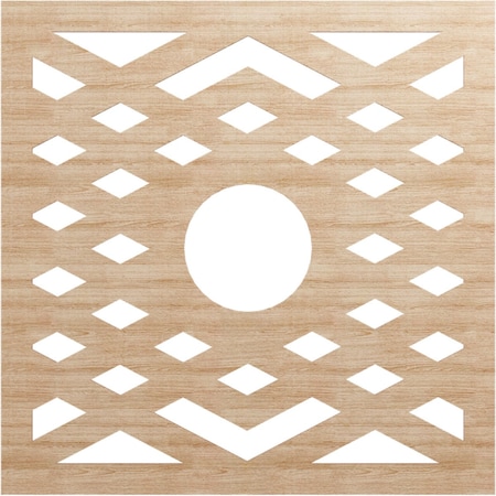 Chevron Wood Fretwork Pierced Ceiling Medallion, Alder, 38OD X 9 7/8ID X 1/4T